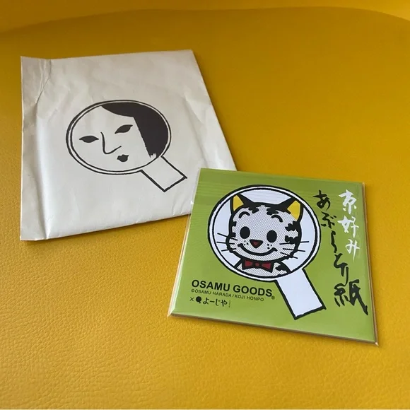 Yojiya Kyoto Osamu Goods Limited Edition Face Blotting Papers Cat Green Pink - Picture 4 of 4